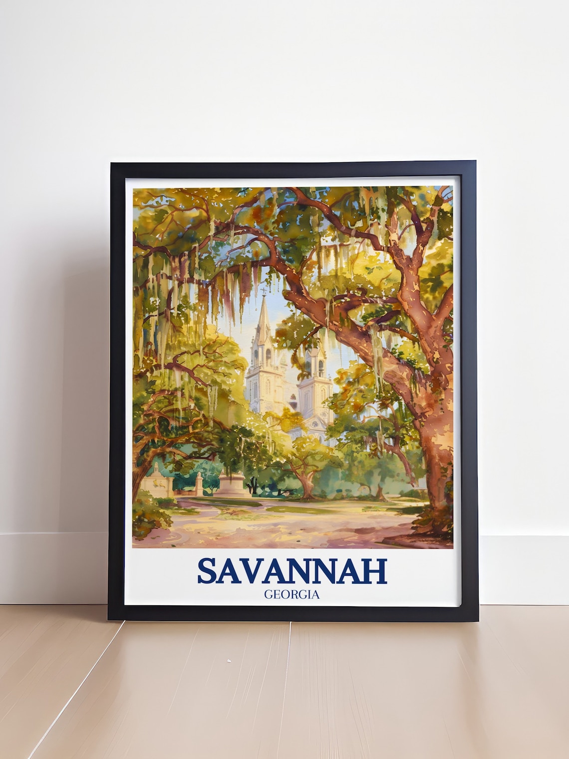 Savannah Travel Poster, Forsyth Park and Cathedral - Image 4