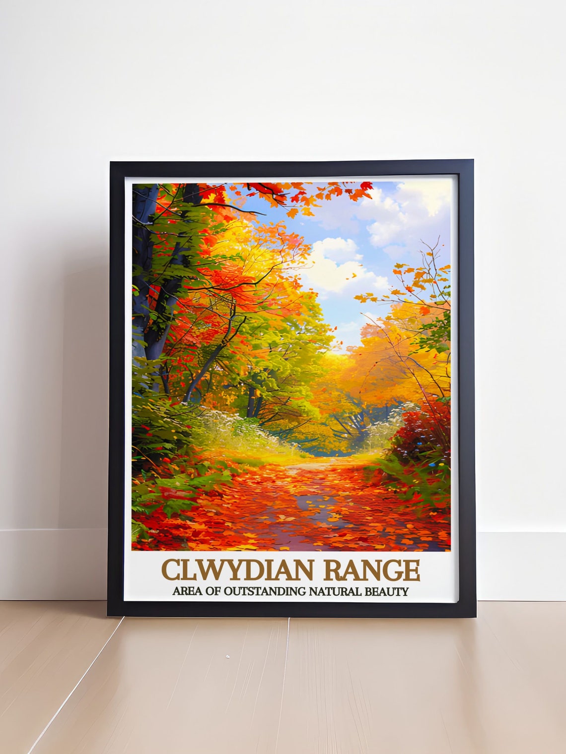 Clwydian Range Wales Autumn Forest Path in Fall Colors Travel Poster - Image 4