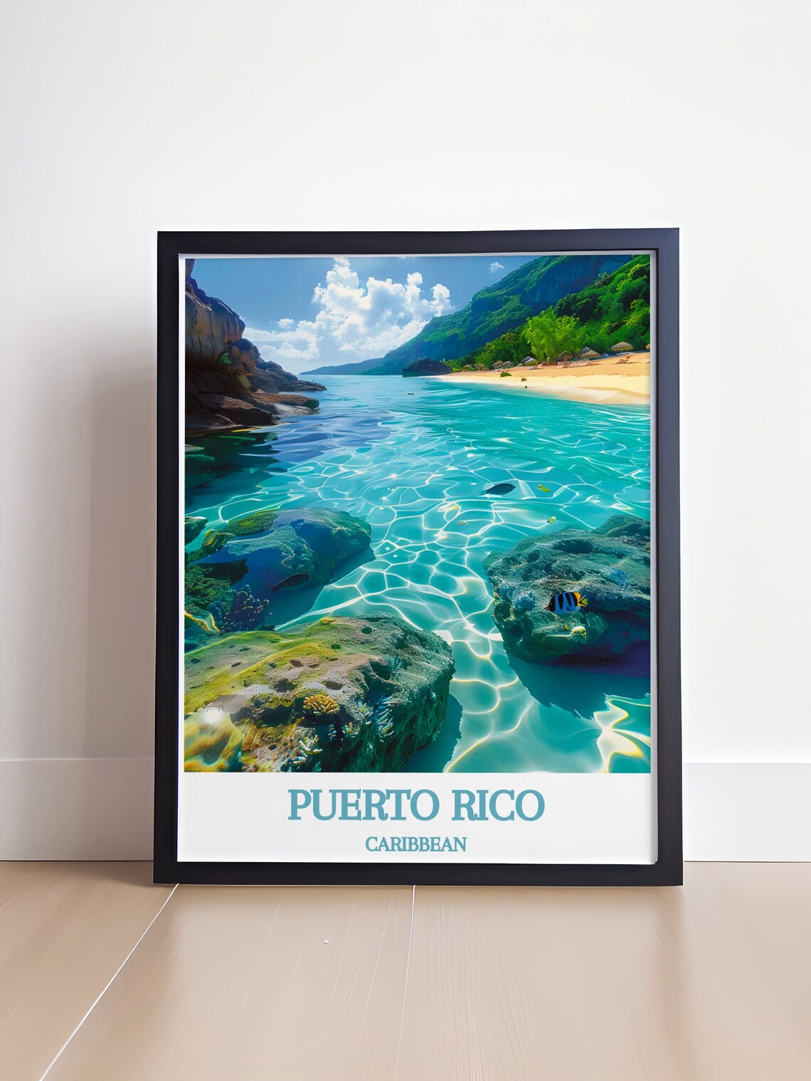 Puerto Rico Caribbean Beach Turquoise Shallows Travel Poster - Image 4