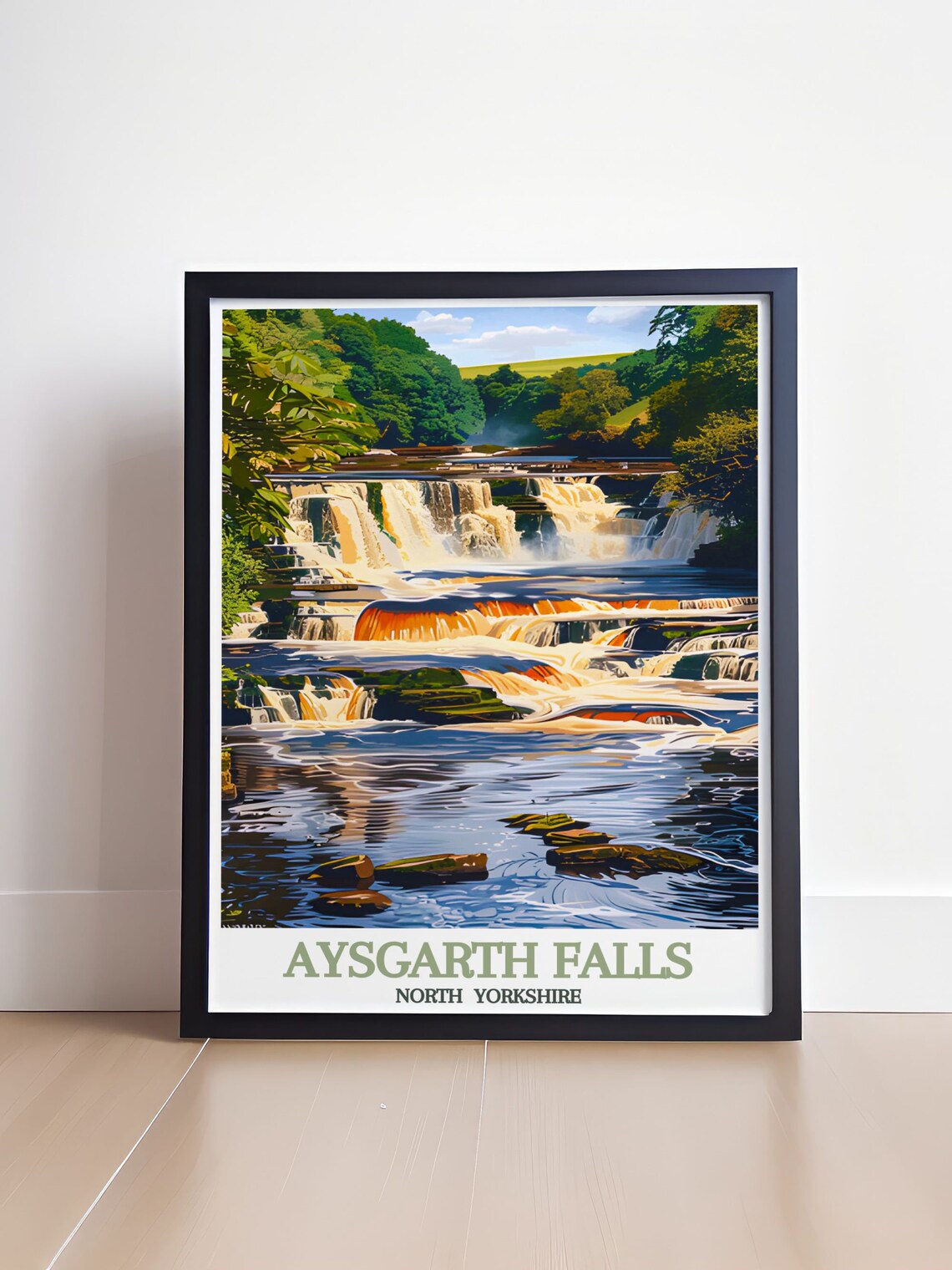 Aysgarth Falls Retro Poster, National Park Print - Image 4