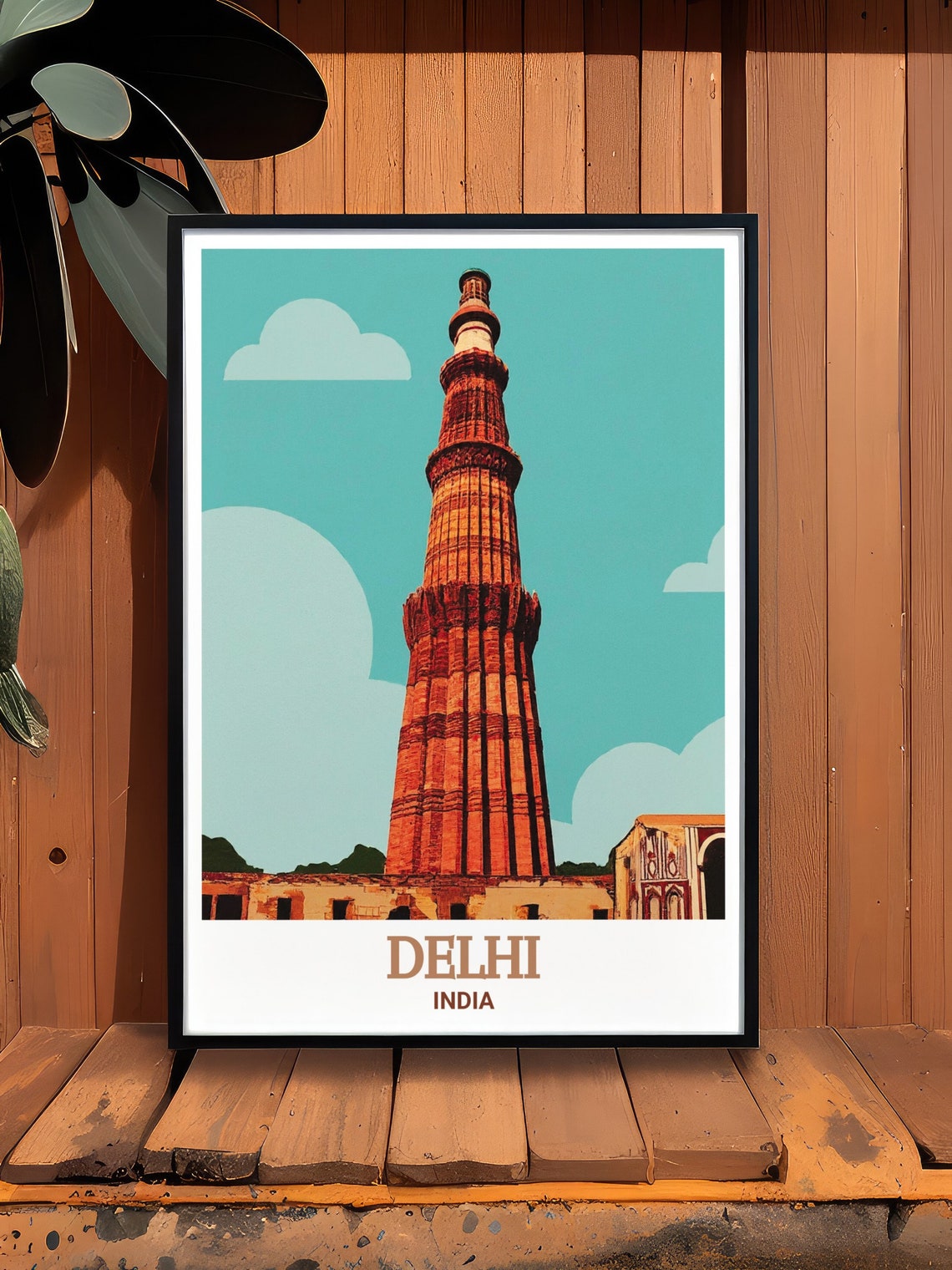 Delhi Travel Poster Qutub Minar Poster For Beautiful Delhi Wall Art Qutub Minar Travel Poster Qutub Minar Decor Delhi Art Print - Image 2
