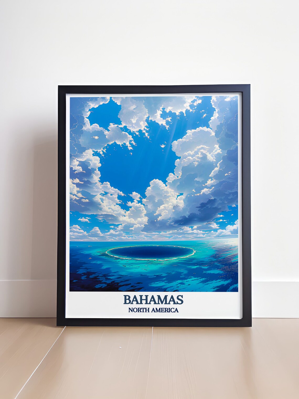 Bahamas Blue Hole Aerial Turquoise Ocean Clouds Caribbean Travel Poster - Image 4