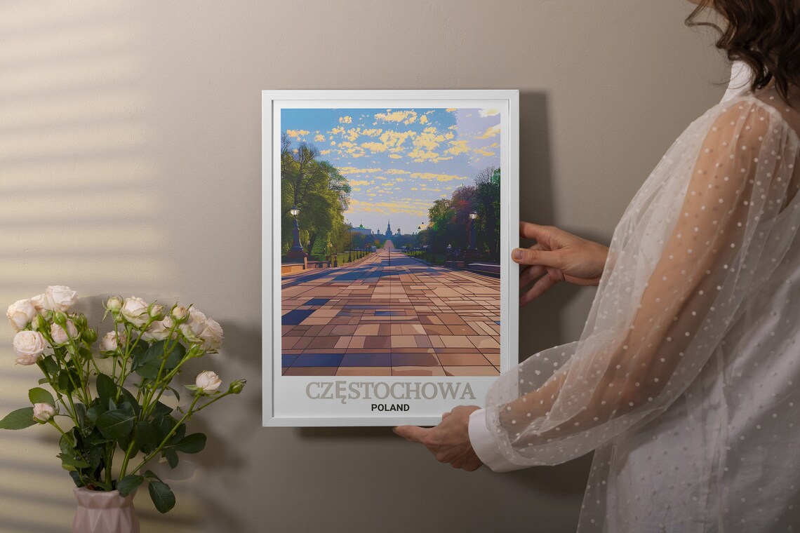 Częstochowa Poland Avenue of the Blessed Virgin Mary Travel Poster - Image 2