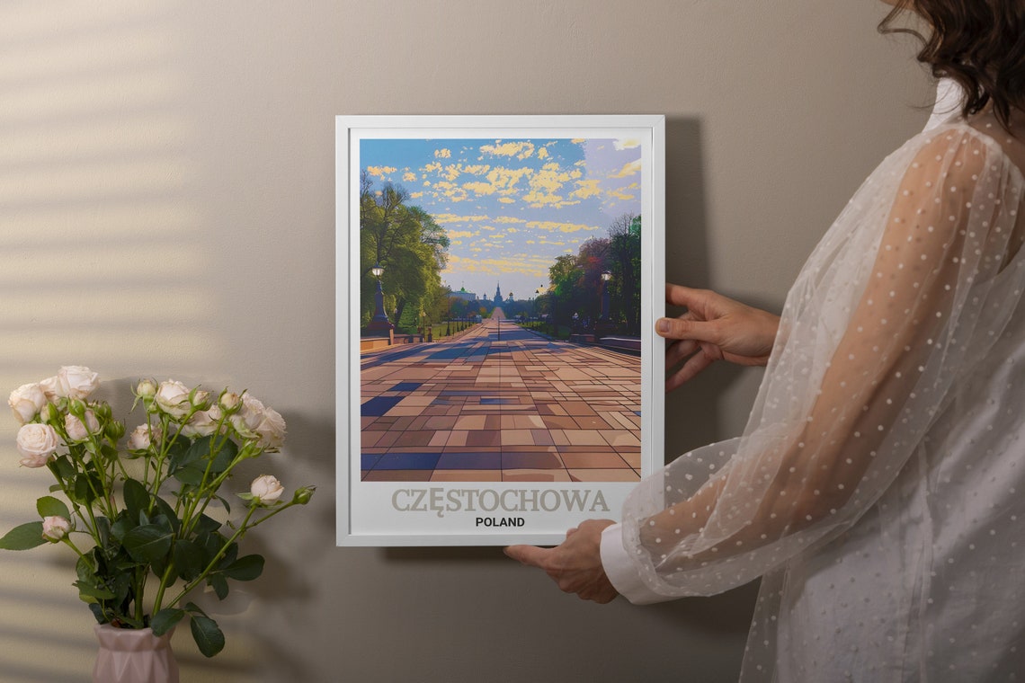 Czstochowa Travel Posters Avenue Of The Blessed Virgin Mary Travel Posters Czstochowa Art Collection Poland Scenic Prints - Image 2