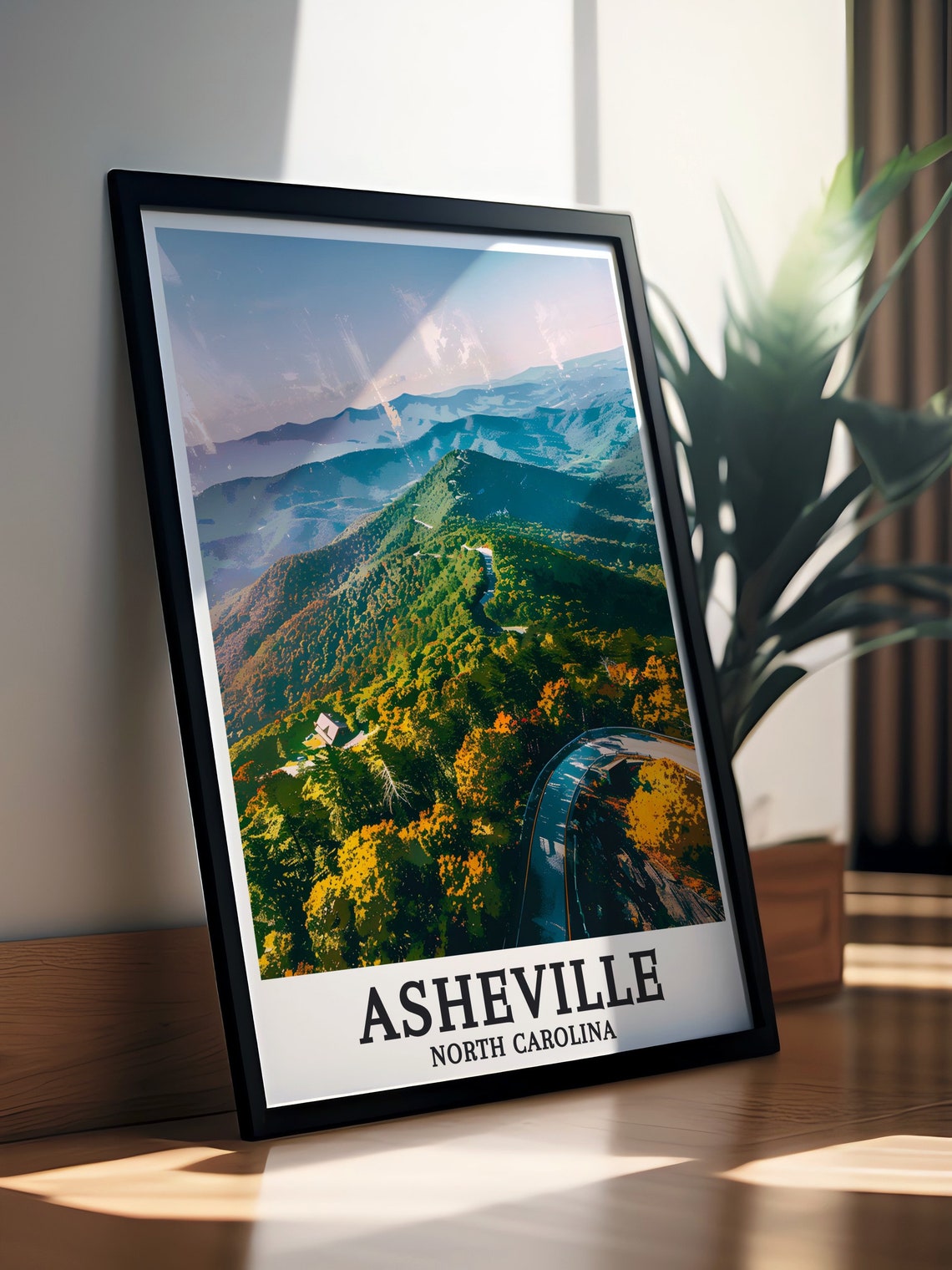 Asheville Blue Ridge Parkway Autumn Mountain Overlook Poster - Image 2