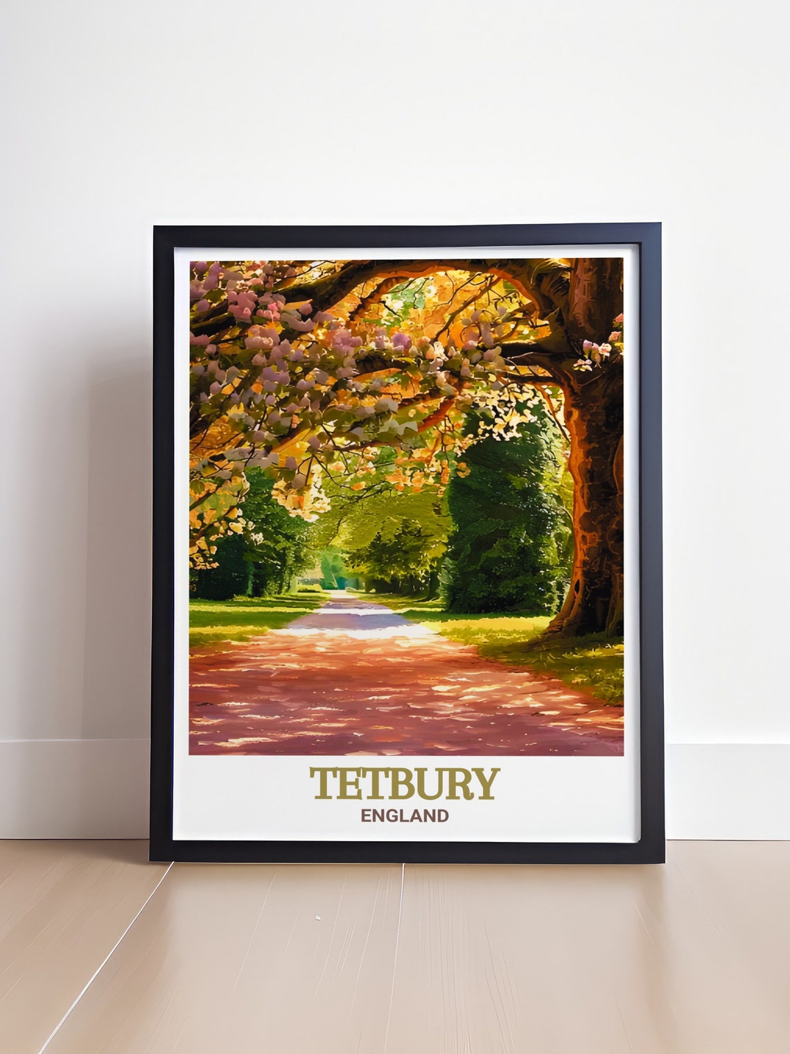 Tetbury England Blossom Tree Avenue Sunlit Park Pathway Poster - Image 4