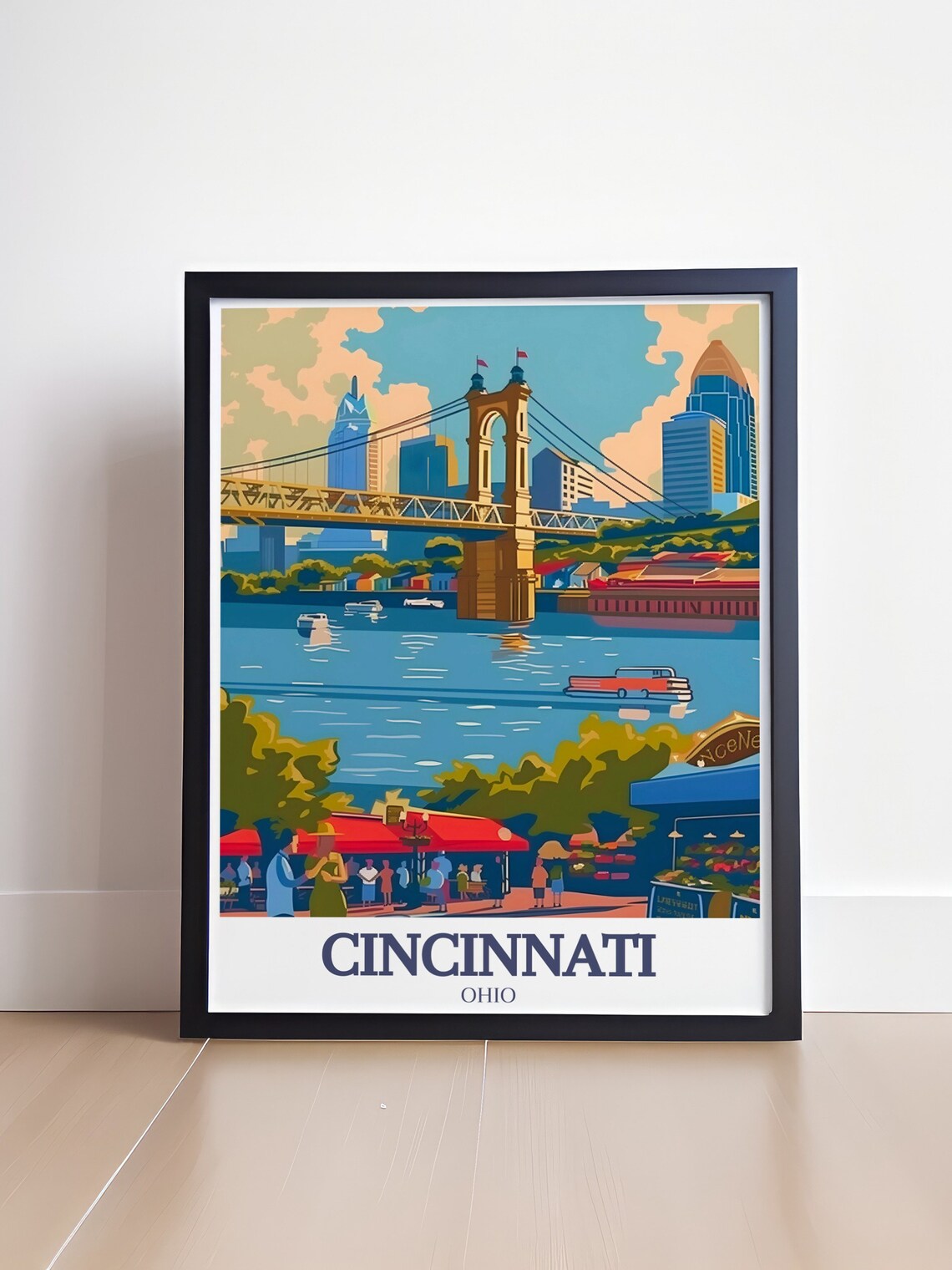 Cincinnati Ohio Findlay Market Ohio River Skyline Travel Poster - Image 4