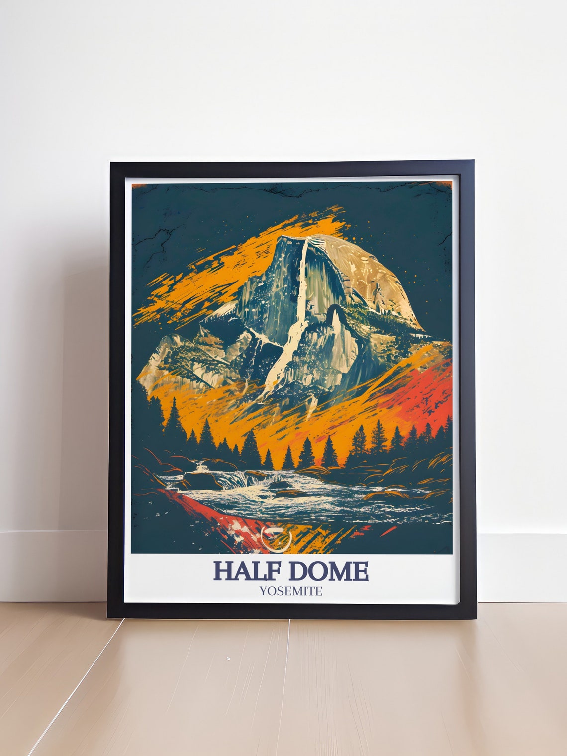 Yosemite Half Dome Waterfall River Sunset Vintage Style Poster - Image 4