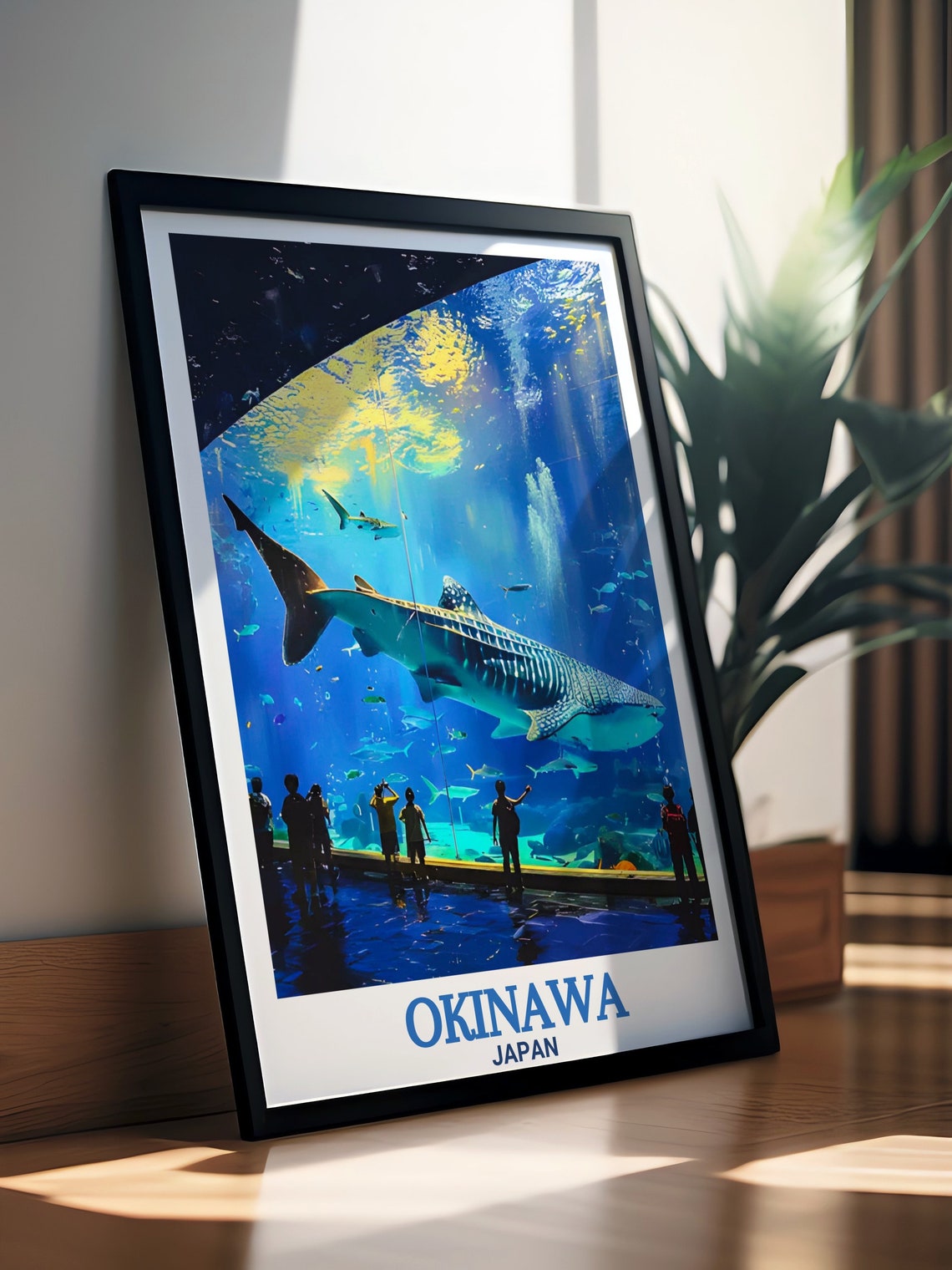 Okinawa Island Travel Print Okinawa Churaumi Aquarium Travel Poster Okinawa Travel Posters And Wall Art Okinawa Wall Art - Image 3