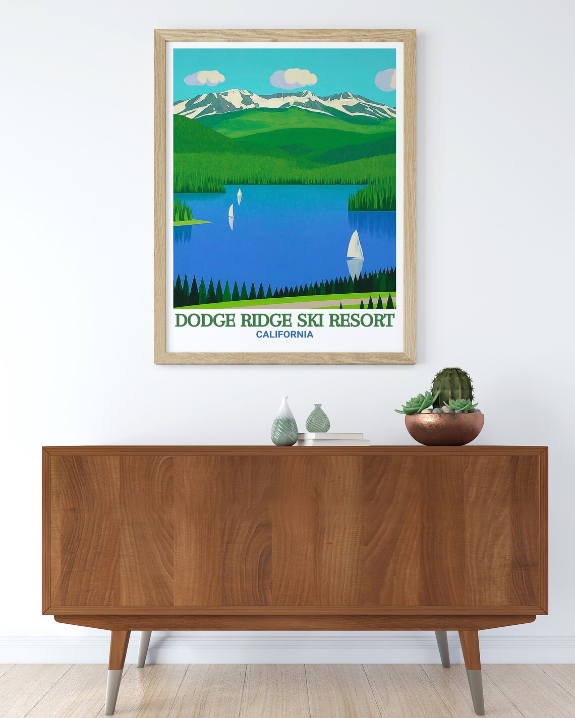 Dodge Ridge Mountain Lake Sailboats Summer California Poster - Image 3