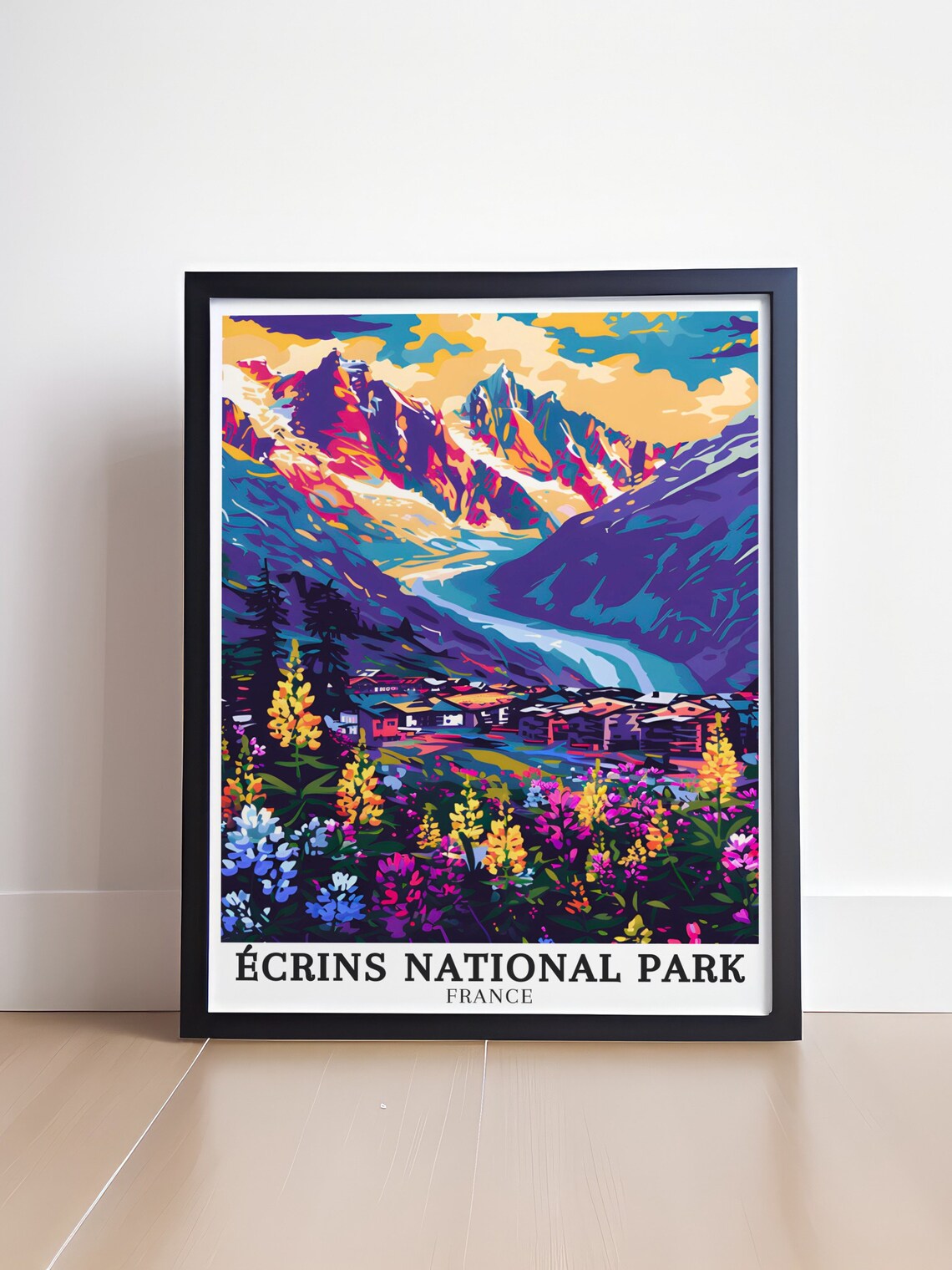 Écrins National Park France Alpine Village Wildflowers Poster - Image 4