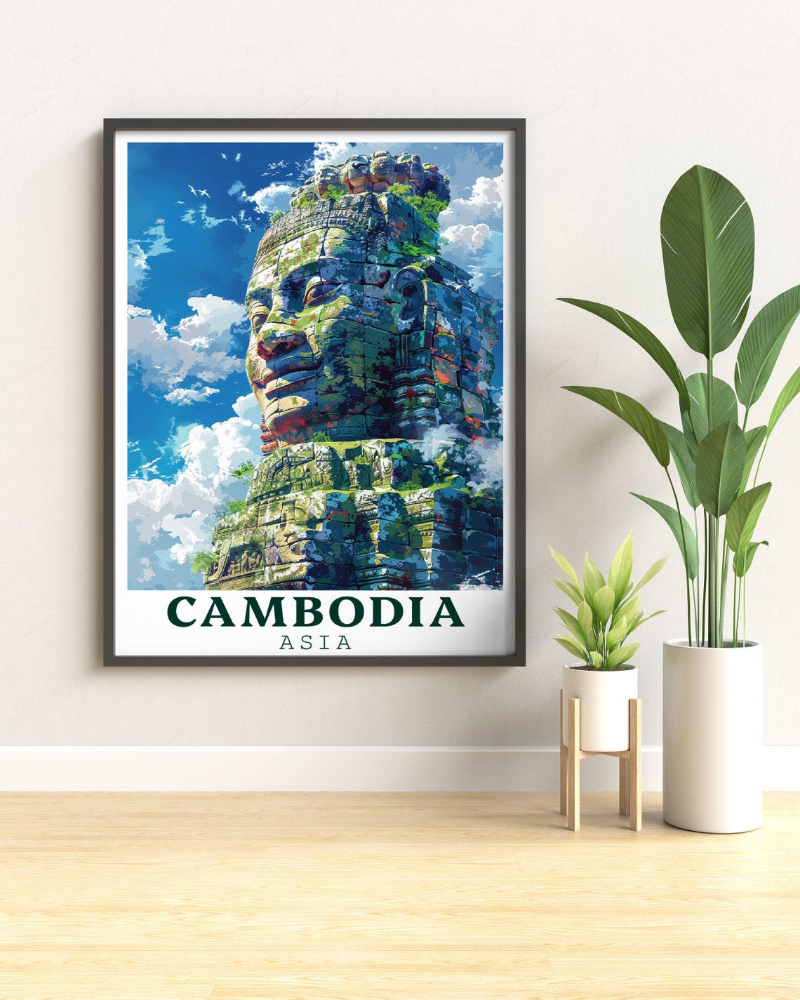 Cambodia Bayon Temple Ancient Stone Faces Jungle Travel Poster - Image 3