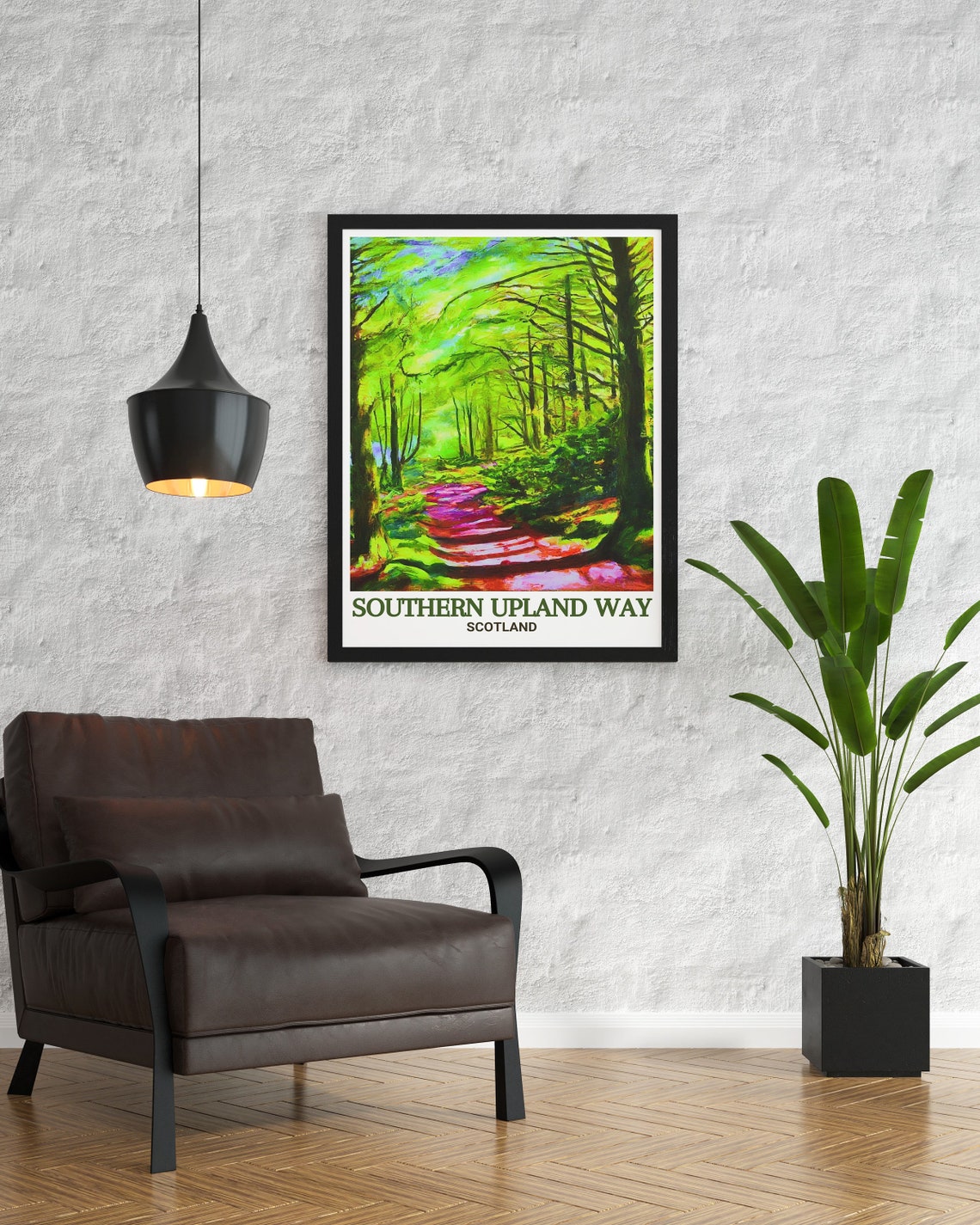 Southern Upland Way Scotland Sunlit Woodland Forest Path Poster - Image 3