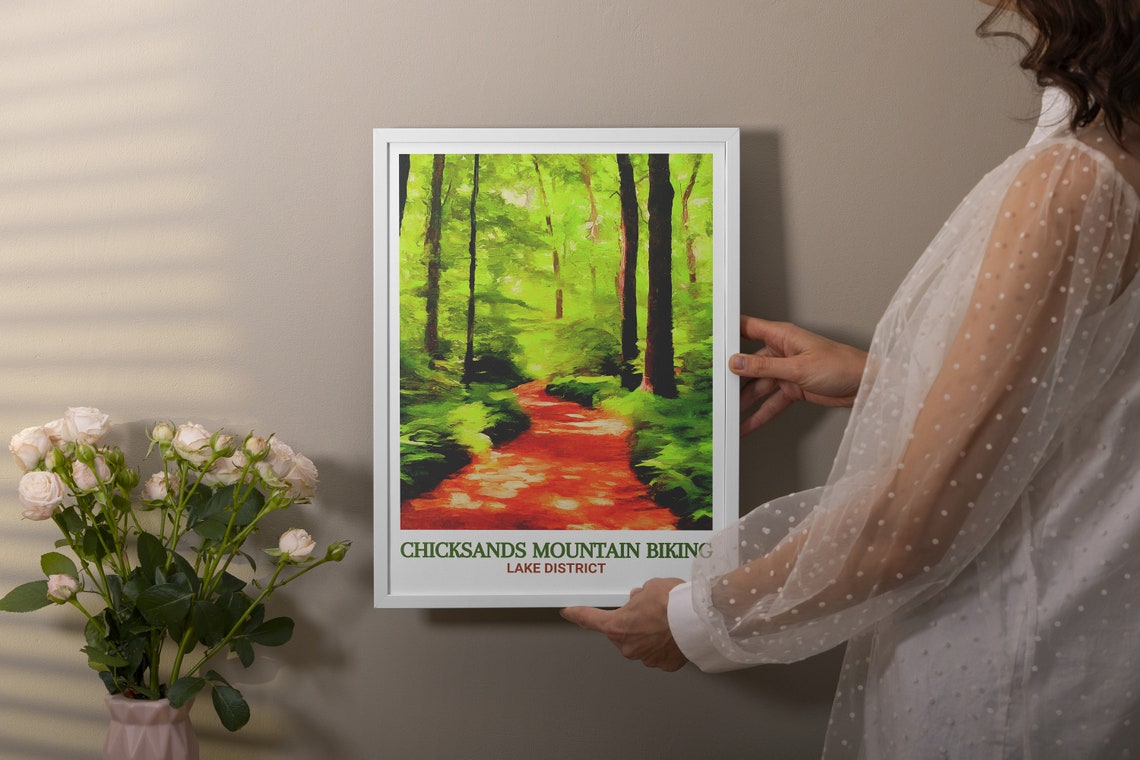 Chicksands Mountain Biking Forest Path Lake District Travel Poster - Image 2
