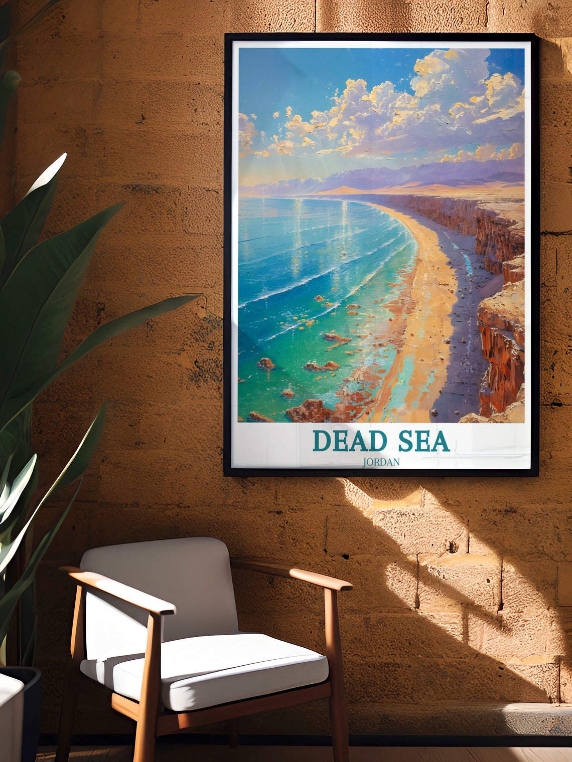 Dead Sea Jordan Shoreline Desert Cliffs Landscape Travel Poster - Image 4