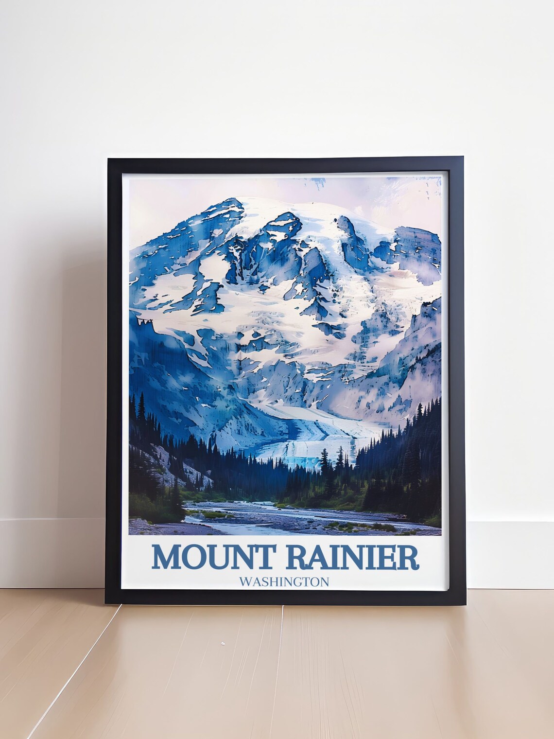 Mount Rainier Washington Blue Glacier Close Up Travel Poster - Image 4