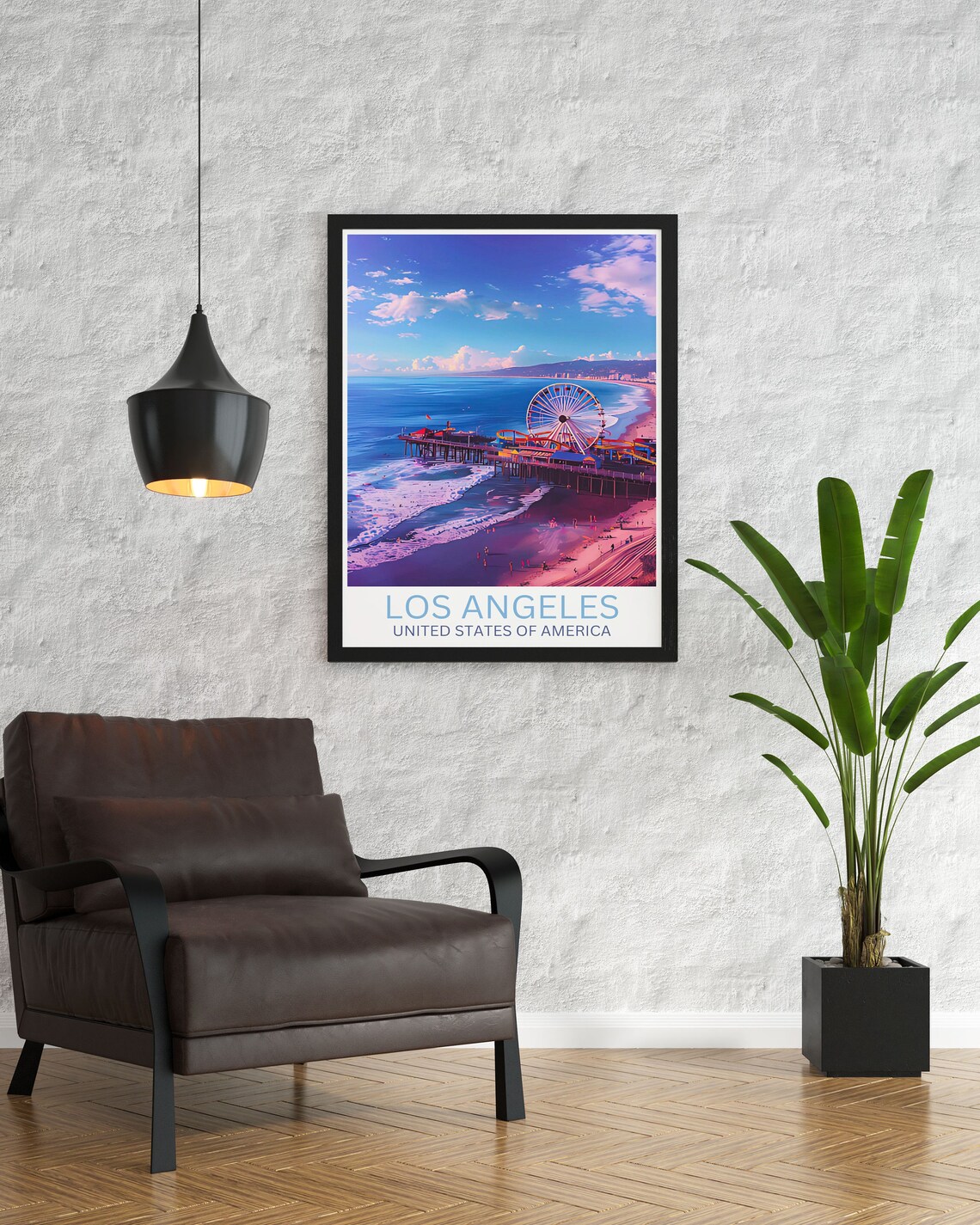 Los Angeles Travel Map Poster Santa Monica Pier Art Print Capture The Essence Of Californias Iconic Landmark - Image 3