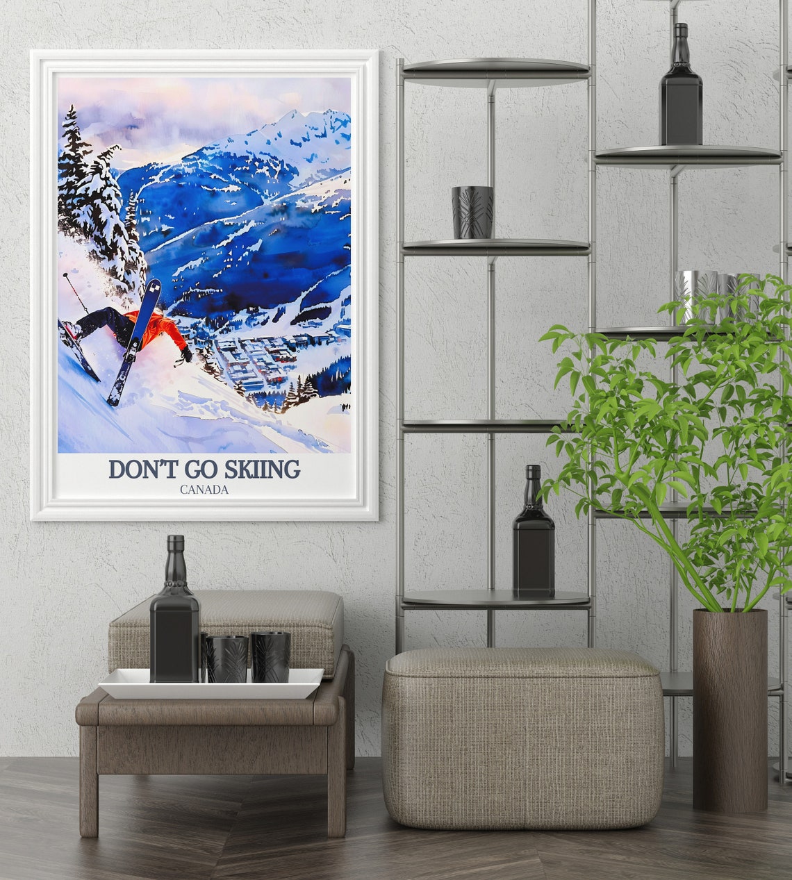 Don't Go Skiing Powder Wipeout Canada Ski Resort Humor Poster - Image 3