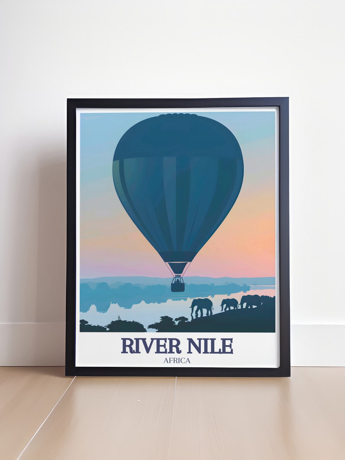 River Nile Africa Hot Air Balloon Elephants Sunset Travel Poster - Image 4