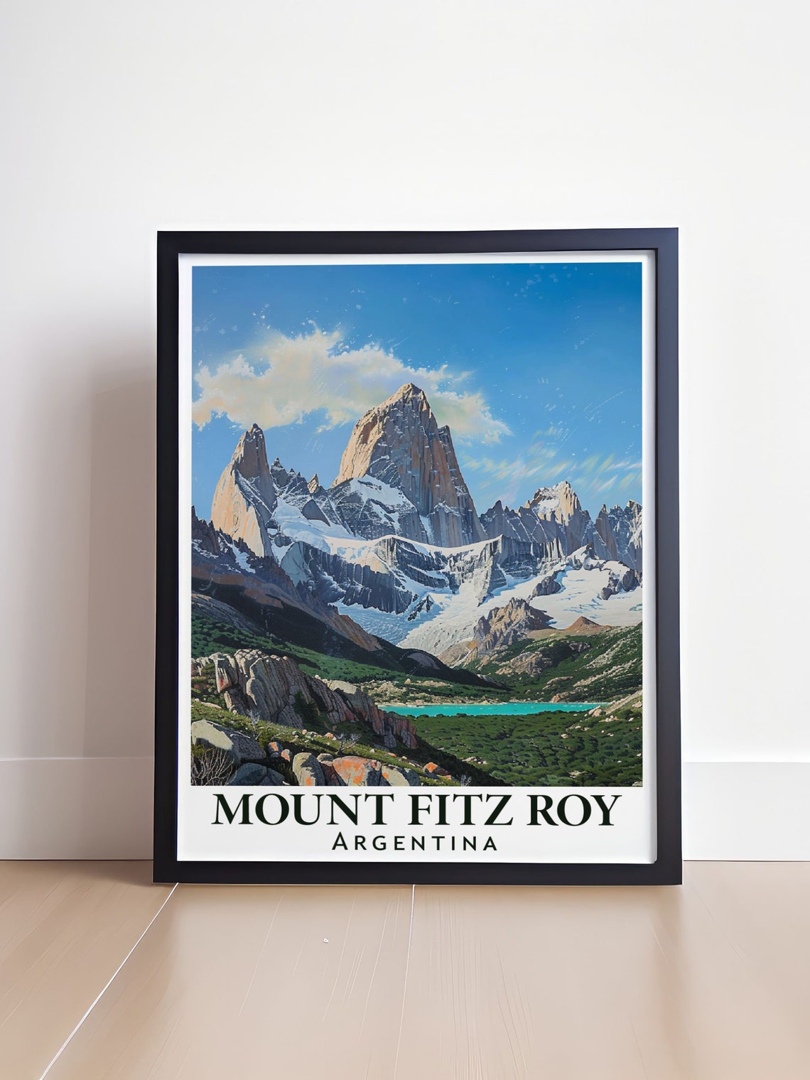 Mount Fitz Roy Blue Sky Summer Day Lake View Argentina Mountain Poster - Image 4