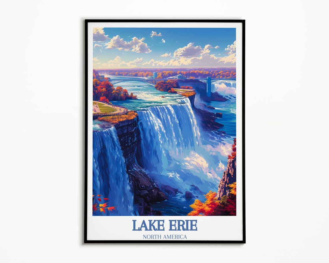 Lake Erie North America Autumn Waterfall Cascades View Poster - Image 2