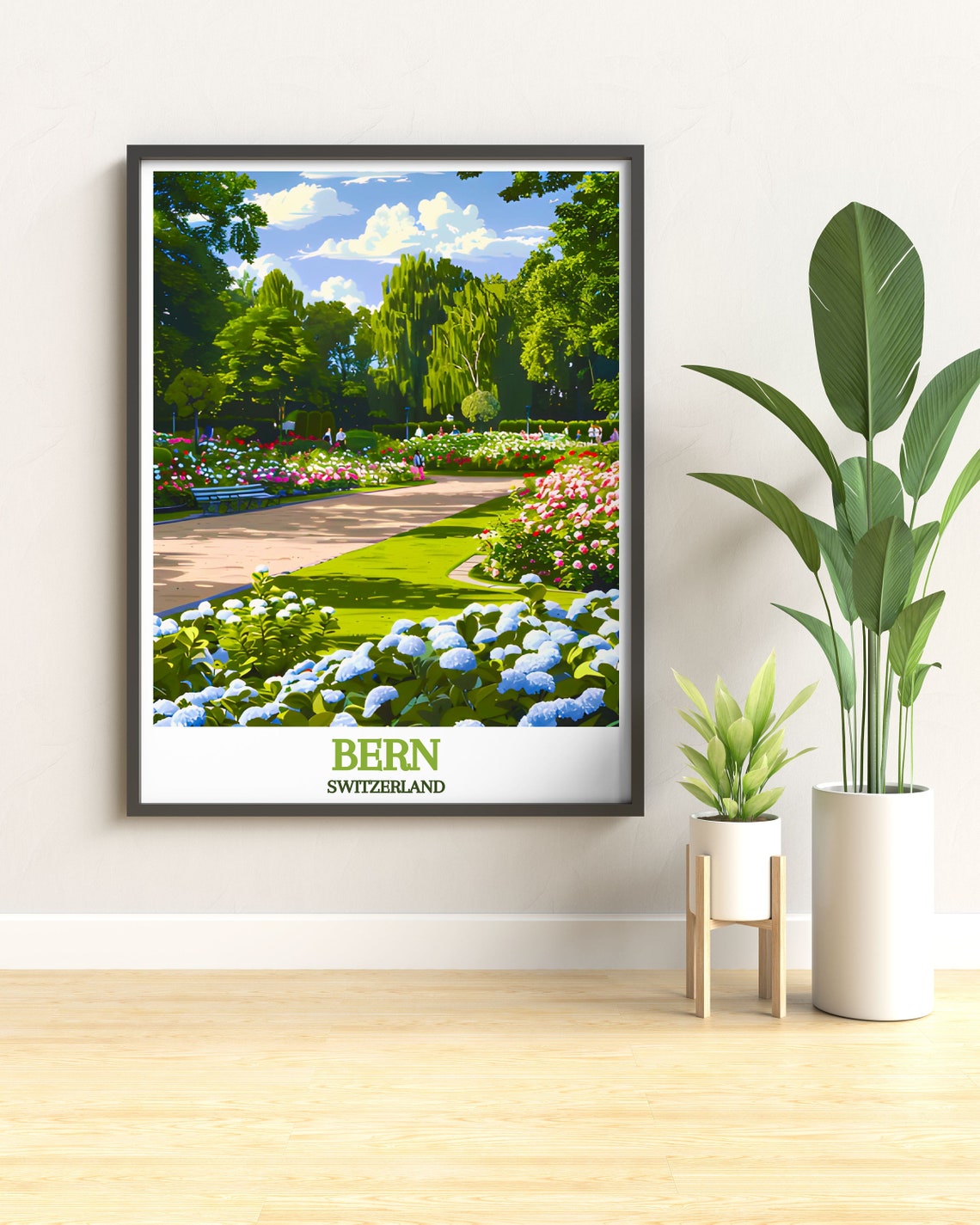 Bern Switzerland Rosengarten Flower Gardens Sunny Park Travel Poster - Image 3