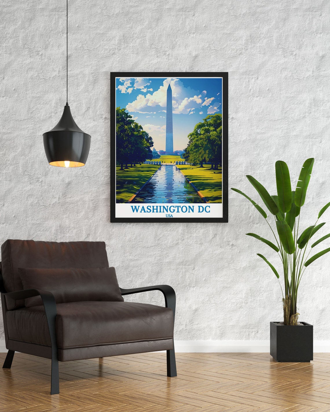 Washington DC USA Washington Monument Reflecting Pool Travel Poster - Image 3