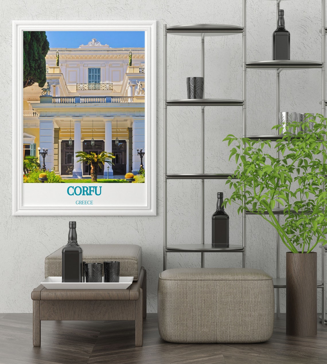 Corfu Greece Achilleion Palace Neoclassical Columns Travel Poster - Image 3