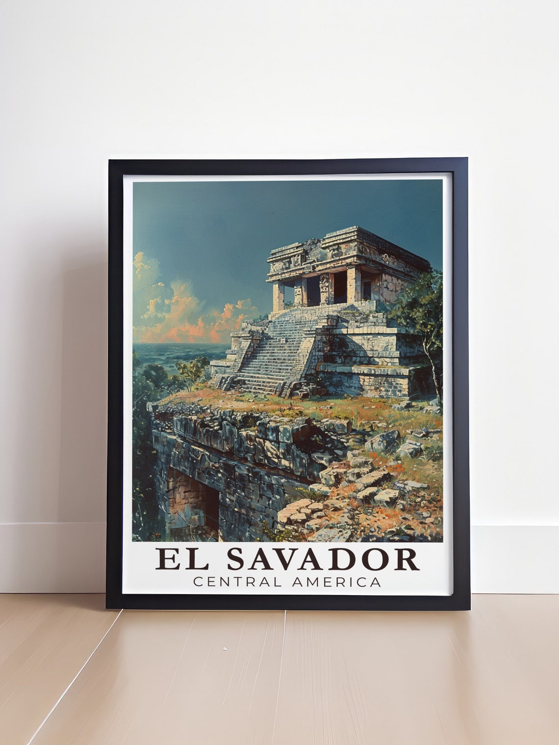 El Salvador Ancient Maya Temple Ruins At Golden Sunset Poster - Image 4