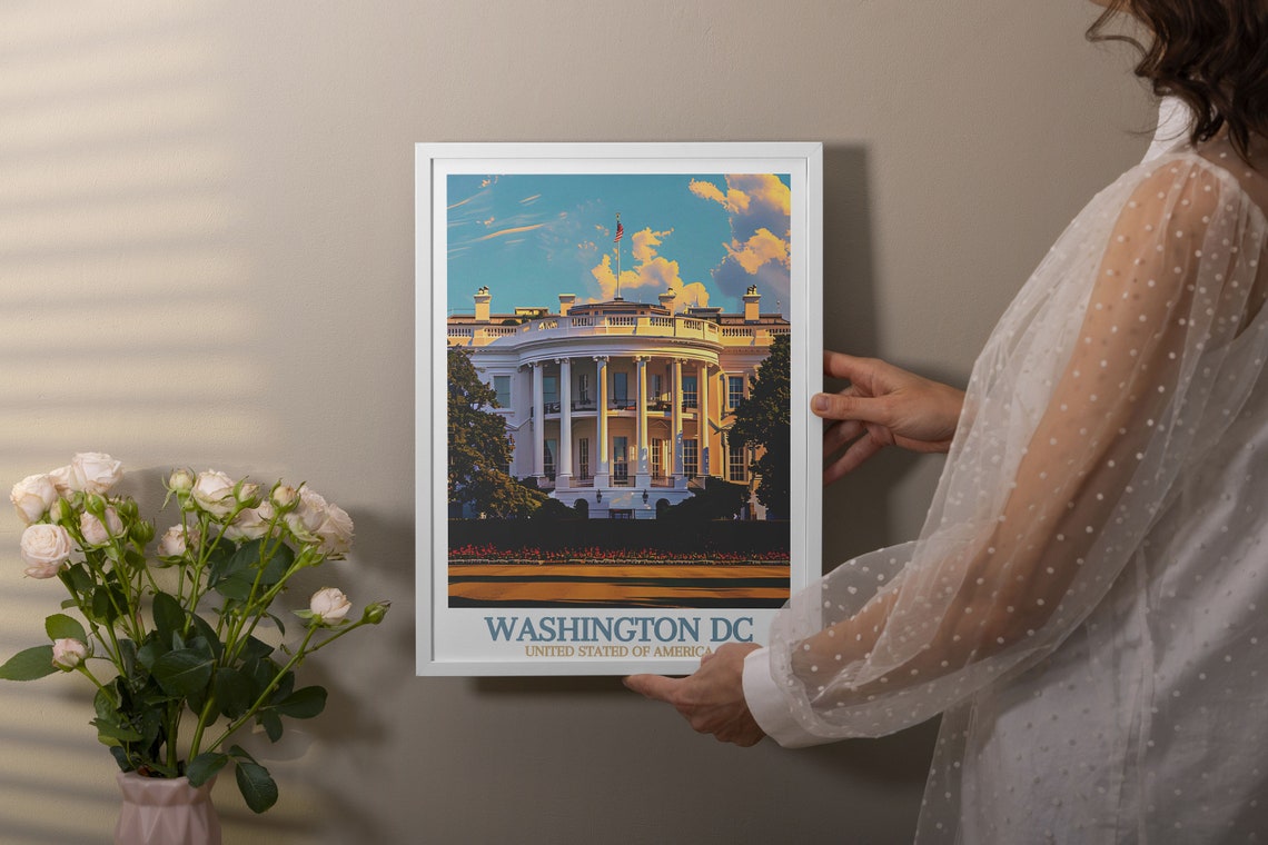White House South Facade Glowing in Golden Afternoon Light Poster - Image 3