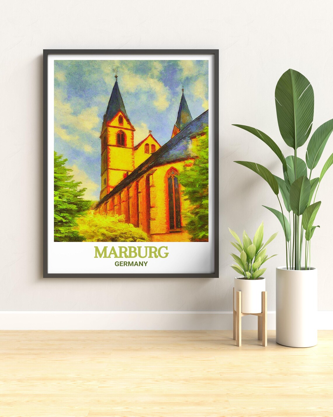 Marburg St Elizabeth Church Golden Twin Spires Germany Travel Poster - Image 3