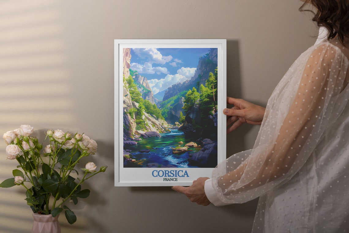 Corsica France Restonica Gorge River and Pine Clad Cliffs Poster - Image 3