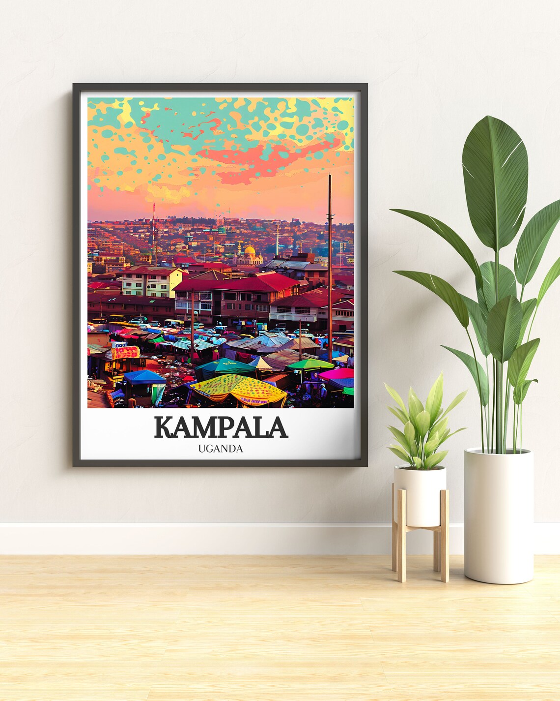 Kampala Nakasero Market Colorful Umbrellas Uganda City View Poster - Image 3