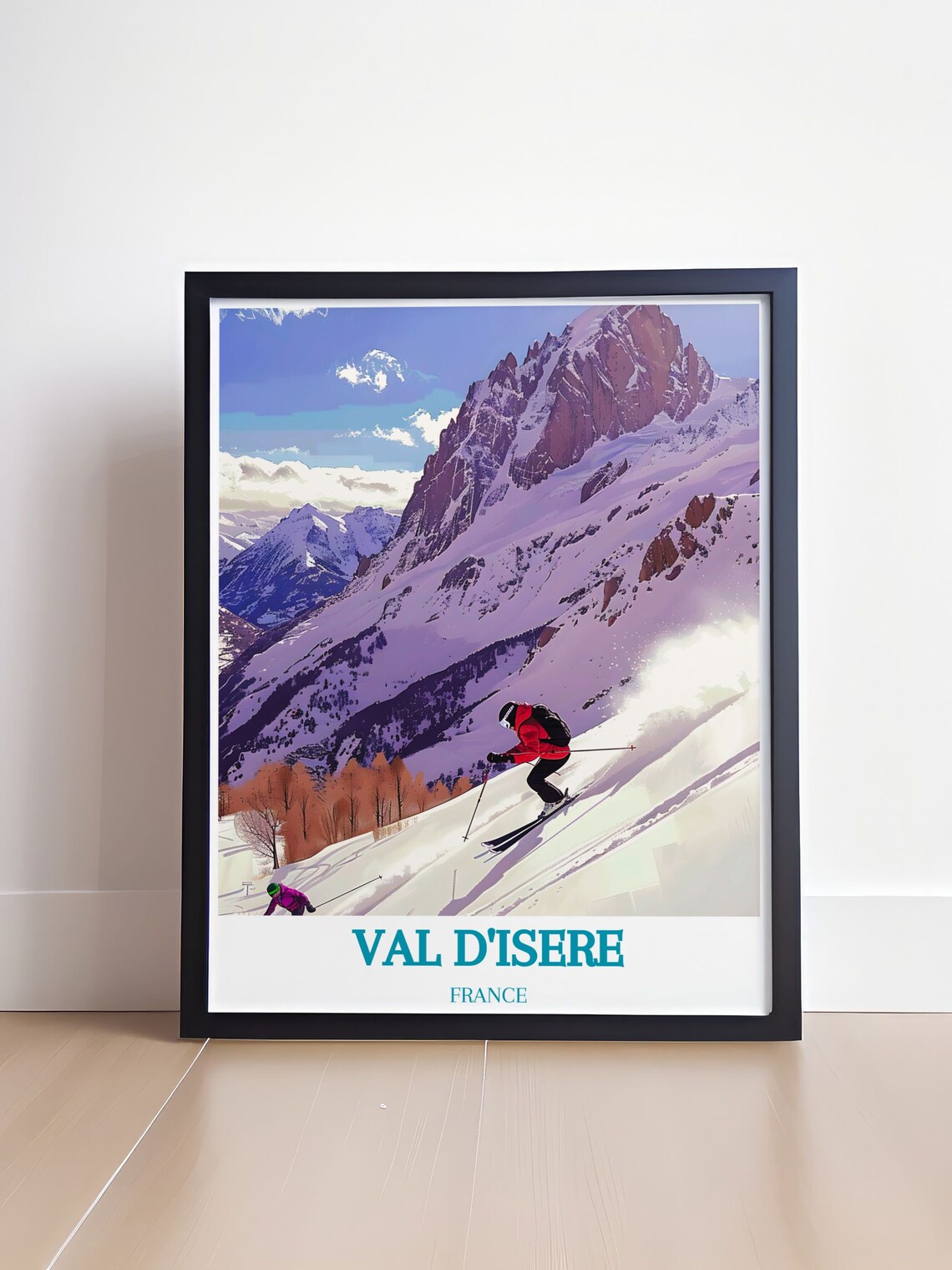 Val d'Isere France Downhill Skier Alpine Mountain Resort Poster - Image 4