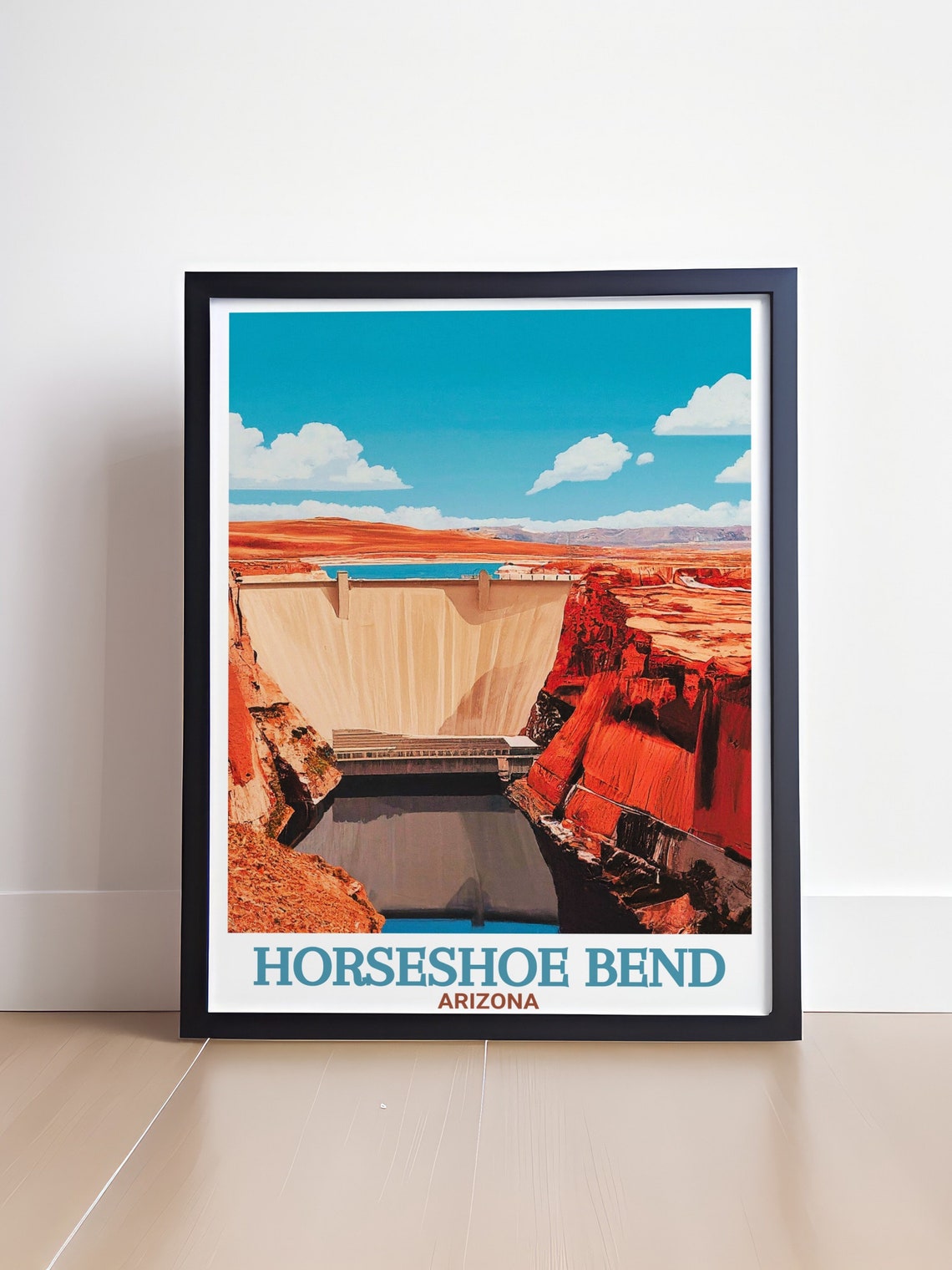 Glen Canyon Dam Between Red Rock Cliffs Horseshoe Bend Travel Poster - Image 4
