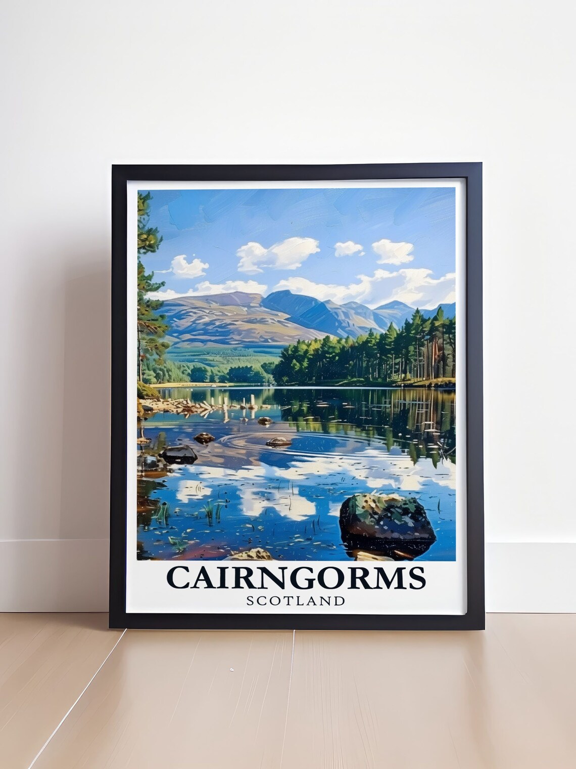 Cairngorms Loch Morlich Mirror Lake Scotland Mountains Travel Poster - Image 4
