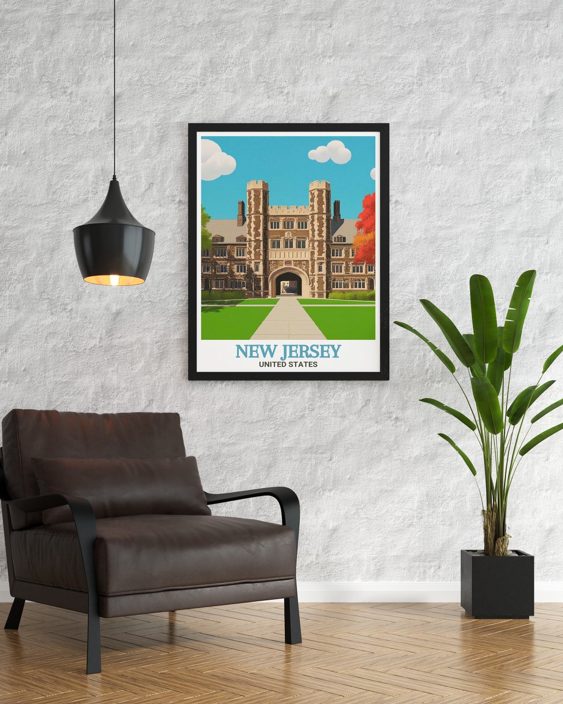 Princeton University New Jersey Gothic Campus Building Travel Poster - Image 3