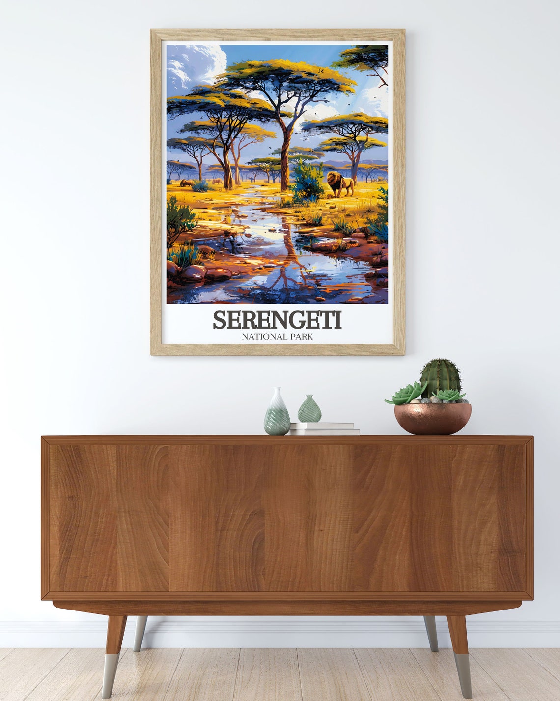 Serengeti Prints National Park Wall Art Africas Acacia Tree And Wildlife Poster Travel Posters Of Tanzania Serengetis Savanna - Image 2