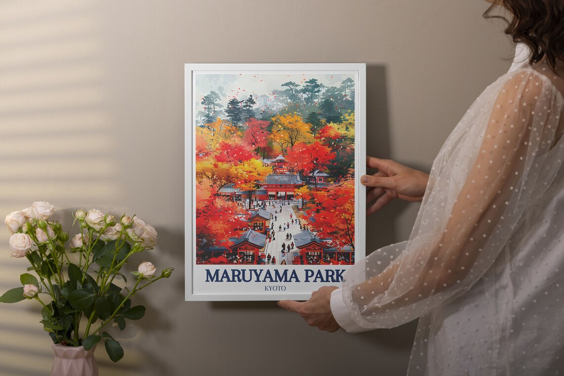 Maruyama Park Yasaka Shrine Autumn Foliage in Kyoto Japan Poster - Image 2