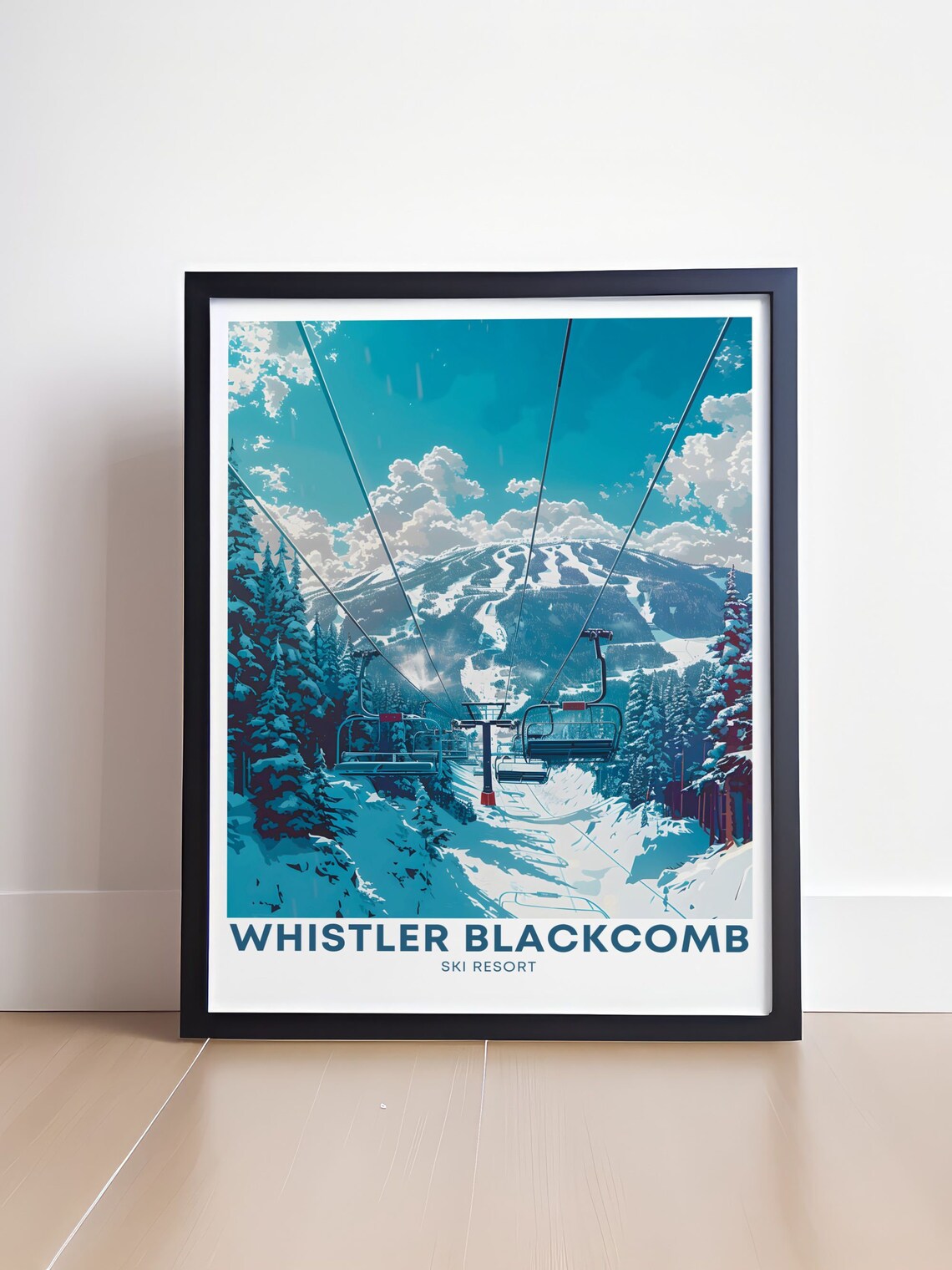 Whistler Blackcomb Ski Resort Chairlift Mountain Travel Poster - Image 4