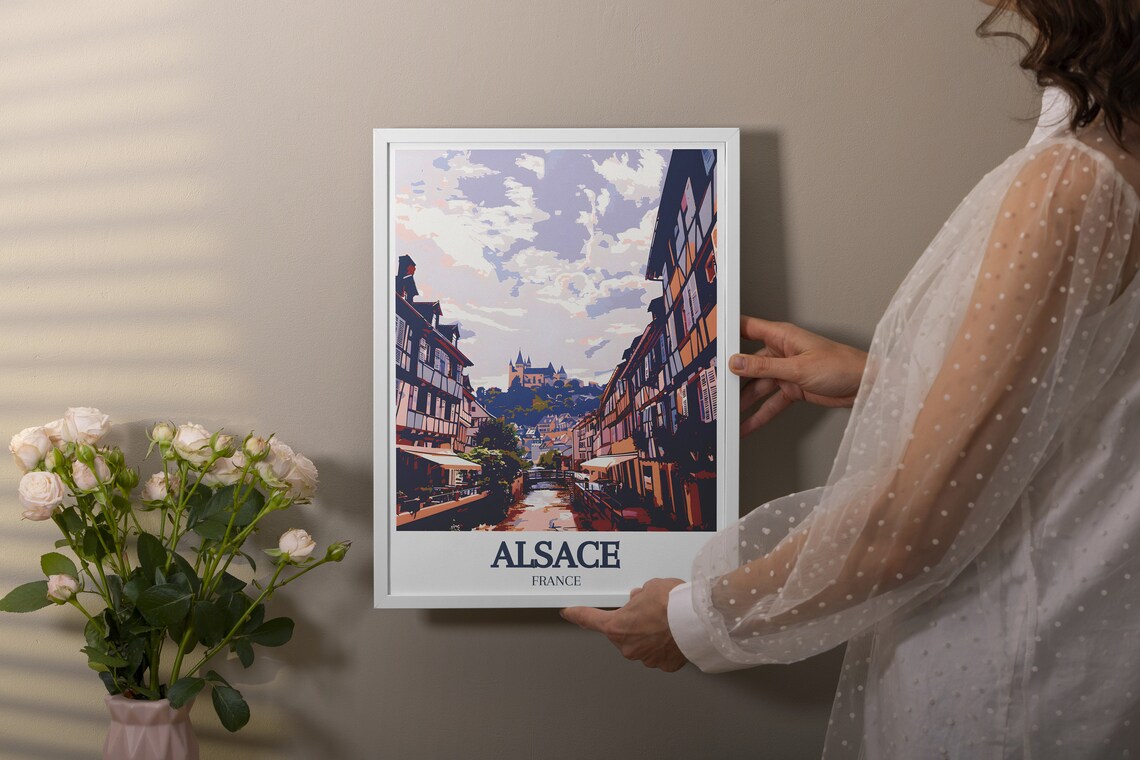 Alsace Half Timbered Village Street Castle View Travel Art Poster - Image 4
