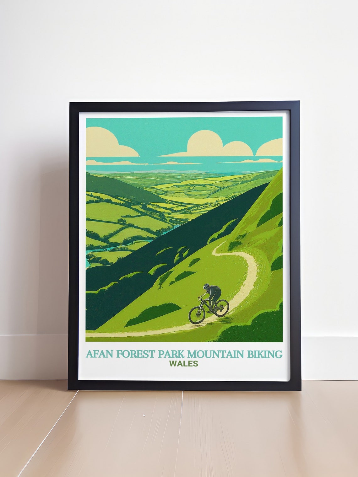 Afan Forest Park Mountain Biker on Green Valley Trail Poster - Image 4