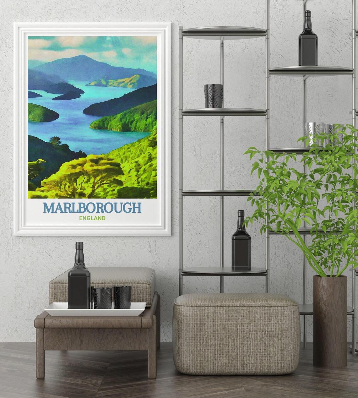 Marlborough Green Islands Waterway Vintage Scenic Travel Poster - Image 3