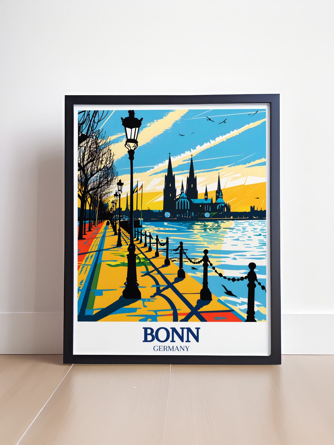 Bonn Rhine Riverfront Lamps Sunset Germany City Skyline Poster - Image 4