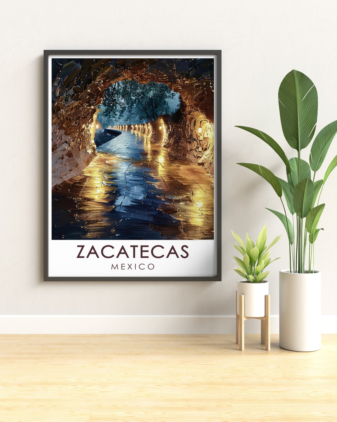 Zacatecas Illuminated Underground Tunnel Cave Painting Poster - Image 2