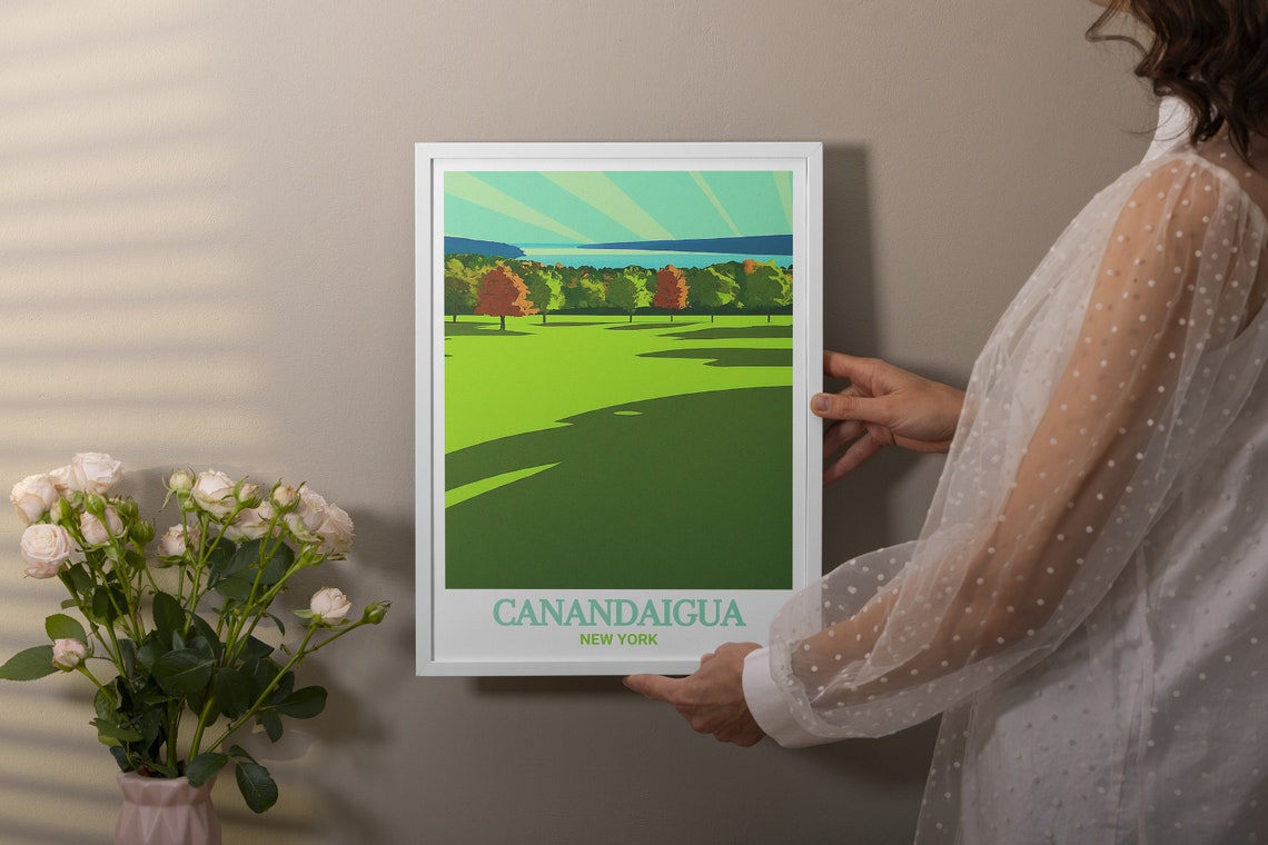 Canandaigua New York Autumn Park Lawns Lakeside Scenic Poster - Image 2