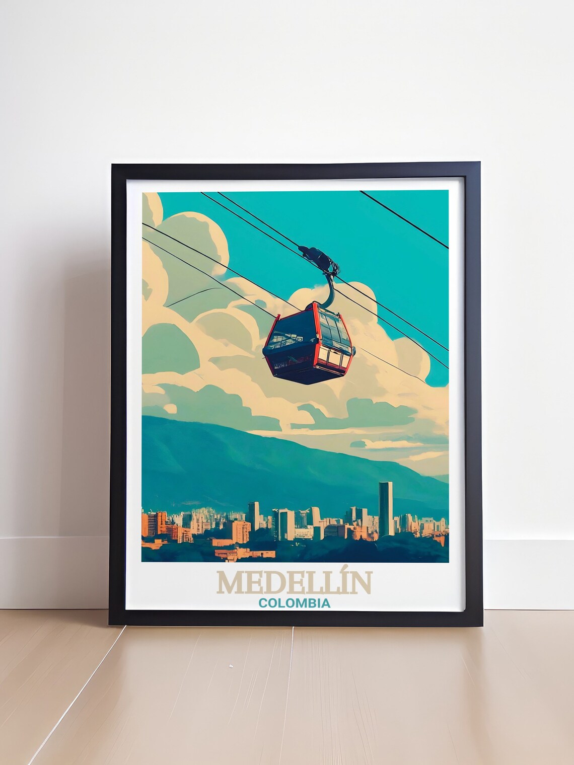 Medellin Colombia Metrocable Cable Car Over City Skyline Poster - Image 4