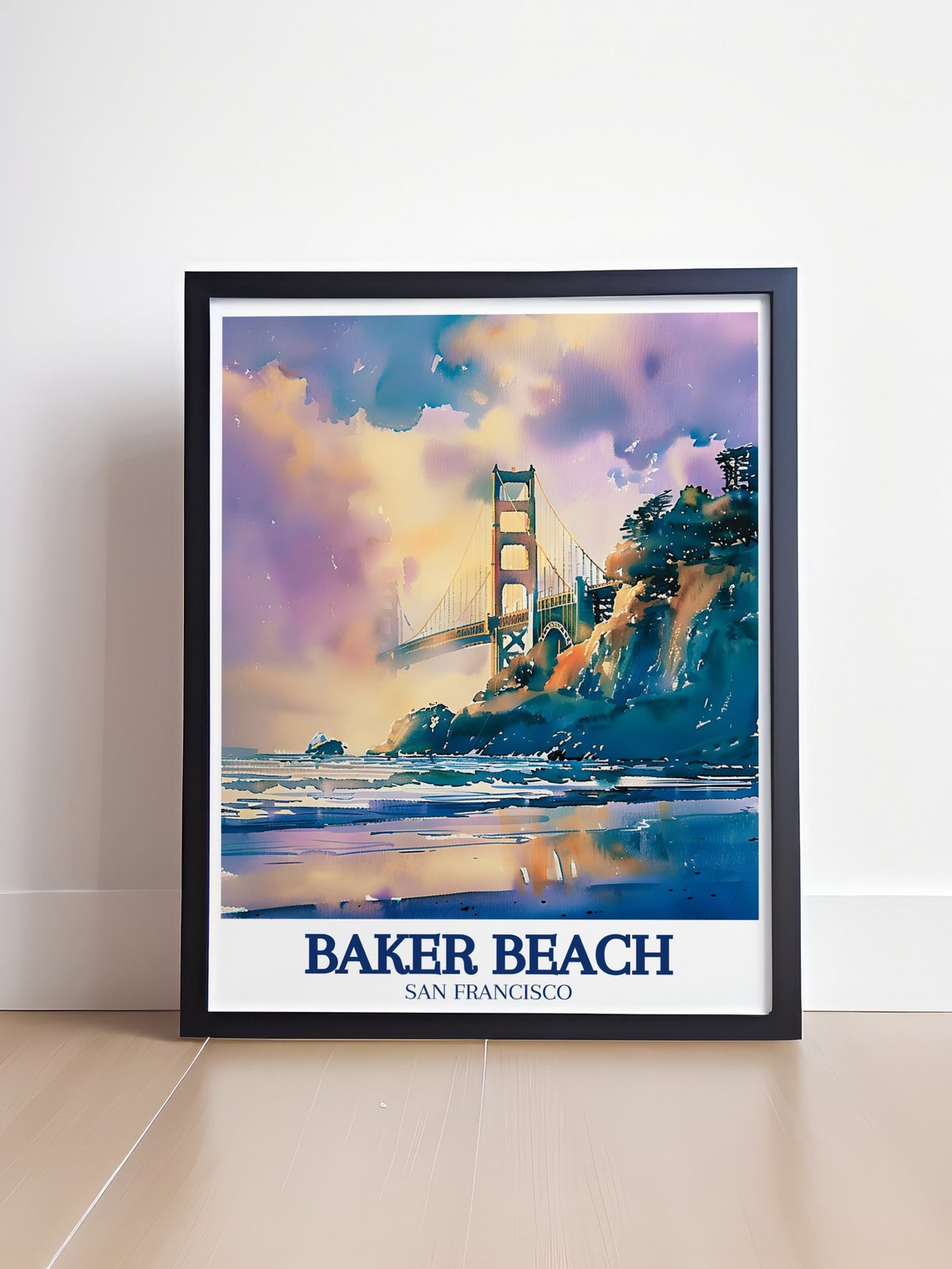 Baker Beach Golden Gate Bridge Poster San Francisco Watercolor - Image 4