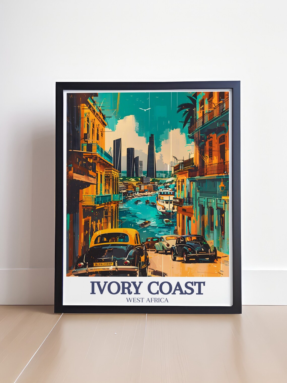 Ivory Coast Travel Poster, Abidjan Plateau District Skyline - Image 4