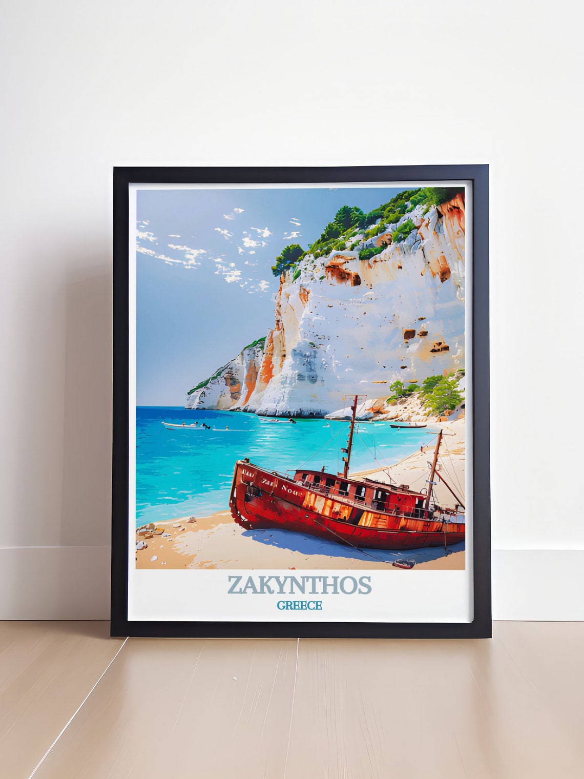 Zakynthos Navagio Beach Shipwreck White Cliffs Travel Poster - Image 4